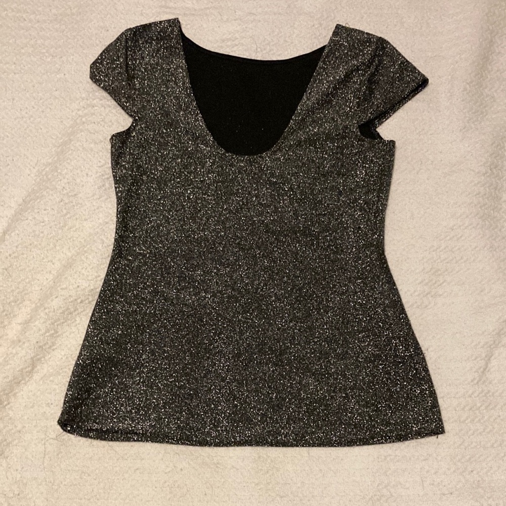 Fitted Black Shimmery Top - Reversible